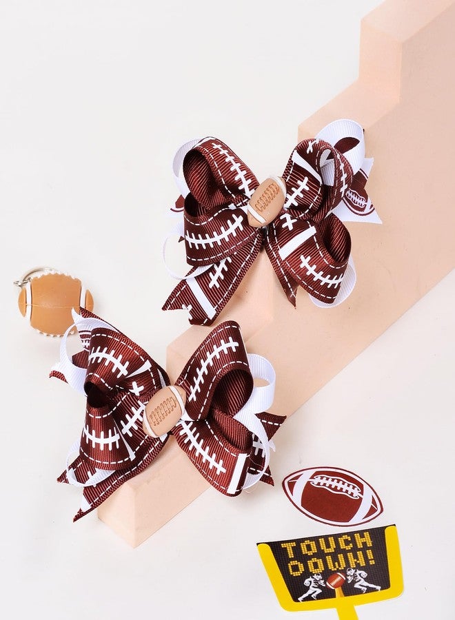 Ribest Football Sports Ribbon, 7/8 Inch Grosgrain Ribbon for Crafts Hair Bows Gift Wrapping Team Decor Party Decorations, Brown/White, 10 Yards - Image 4